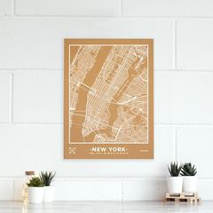 Picture of Woody Map Ciudades - NY - L- White