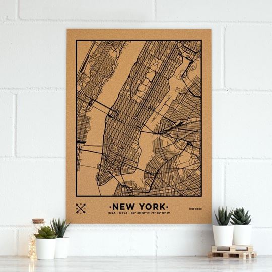 Image sur Woody Map Ciudades - NY - XL- Black