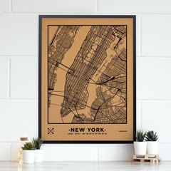 Picture of Woody Map Ciudades - NY - XL- Black - Black Frame