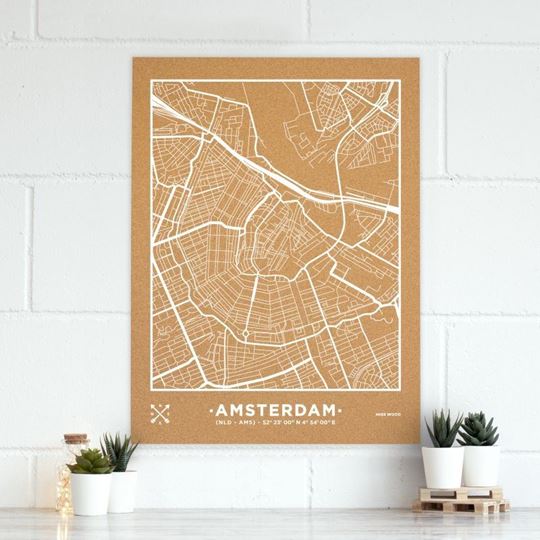 Image sur Woody Map Ciudades - Amsterdam - XL- White