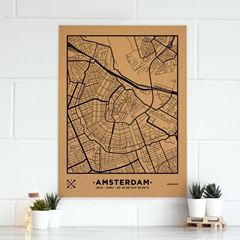 Image de Woody Map Ciudades - Amsterdam - XL- Black