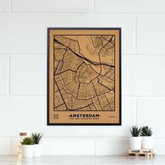 Image de Woody Map Ciudades - Amsterdam - L- Black - Black Frame