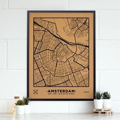Bild von Woody Map Ciudades - Amsterdam - XL- Black - Black Frame