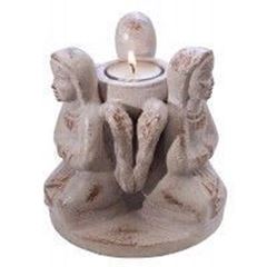 Bild von Teelichthalter 3 Engel im Kreis Terracotta 13x13cm
