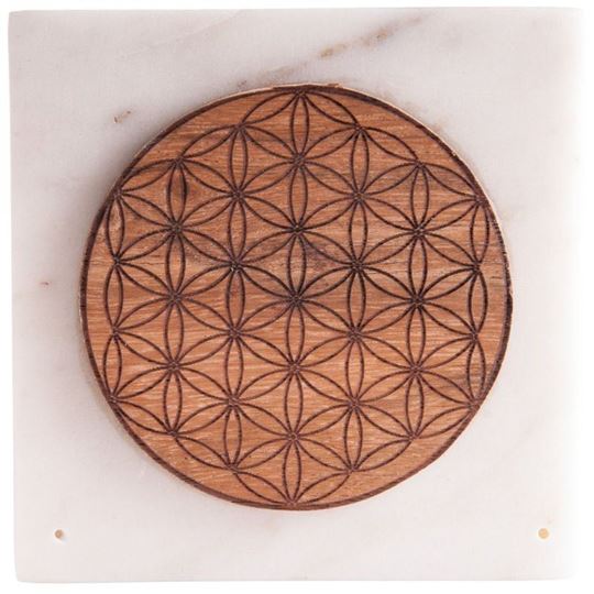 Picture of Marmorhalter Quadrat mit Blume des Lebens
