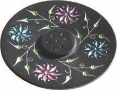 Immagine di Räucherstäbchenhalter Blume Black Stone bemalt 10cm