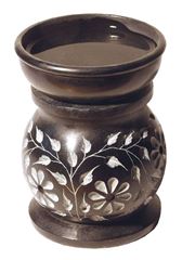 Bild von Aromalampe Zylinder mit Blume Black Stone 9x12cm