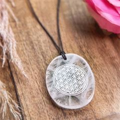 Immagine di Energie-Amulett Blume des Lebens, Bergkristall, Ø ca. 3 cm