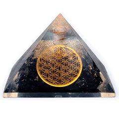Image de Orgonit-Pyramide Schwarzer Turmalin mit Blume des Lebens