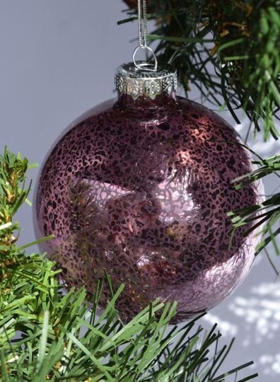 Image sur Nordische Weihnachtskugel aus Glas, Purpur