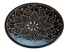 Immagine di Räucherstäbchenhalter Mandala Black Stone graviert, schwarz 8cm