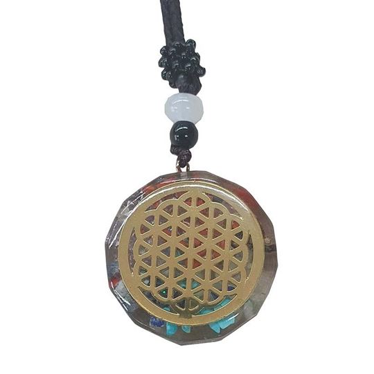 Picture of Halskette Orgone Blume des Lebens Edelsteine 4cm mit 30cm langem Nylonband