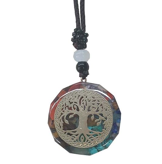 Picture of Halskette Orgone Lebensbaum Edelsteine 4cm mit 30cm langem Nylonband