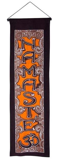 Bild von Wandbehang Om Namaste Rayon schwarz/ orange 26x90cm