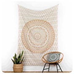 Immagine di Mandala-Wandtuch in weiss Ombre 140 x 220 cm