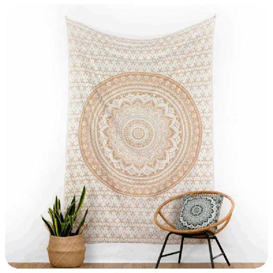 Picture of Mandala-Wandtuch in weiss Ombre 140 x 220 cm