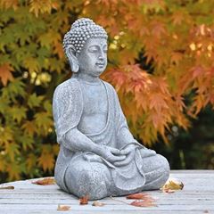 Image de Figur Meditierender Buddha, hellgrau, H30 cm