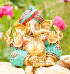 Image de Sitzender Ganesha aus Messing, 16 cm
