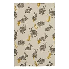 Image de Block Print Rabbits Cotton Tea Towel - Ulster Weavers