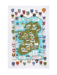 Picture of Map & Crests Cotton Tea Towel - Ulster Weavers