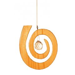 Picture of Kristallobjekt Spirale natur 15 cm, Holz und Bleikristall