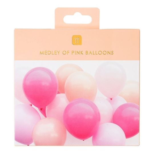 Picture of 16 PACK MIXED PINK BALLOONS WITH 30M RIBBON