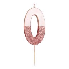 Immagine di WE HEART BIRTHDAYS GLITTER NUMBER CANDLE 0, ROSE GOLD