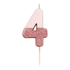 Immagine di WE HEART BIRTHDAYS GLITTER NUMBER CANDLE 4, ROSE GOLD