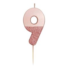 Picture of WE HEART BIRTHDAYS GLITTER NUMBER CANDLE 9, ROSE GOLD