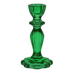 Picture of BOHO DARK GREEN GLASS CANDLE HOLDER