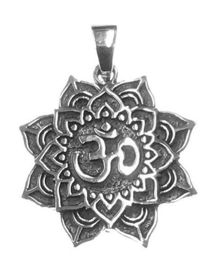 Image sur Anhänger Om im Lotus 3 cm, Silber