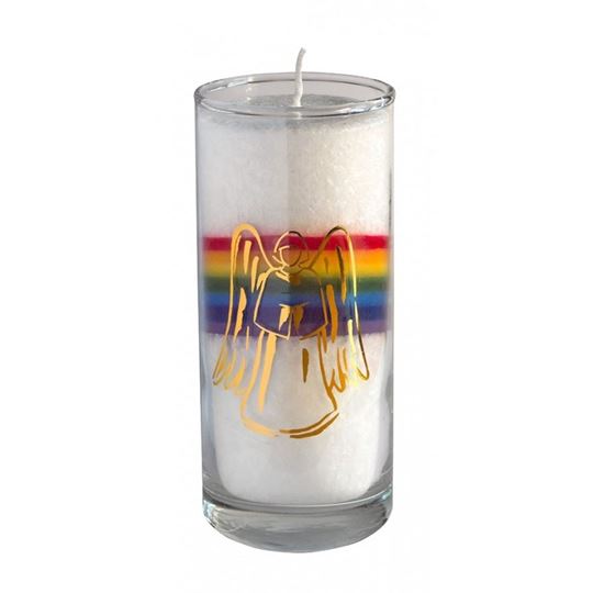 Bild von Stearin-Palmwachskerze Engel Crystal Rainbow 14 cm, Stearinwachs und Glas