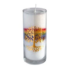 Image de Stearin-Palmwachskerze Lebensbaum Crystal Rainbow 14 cm, Stearinwachs und Glas