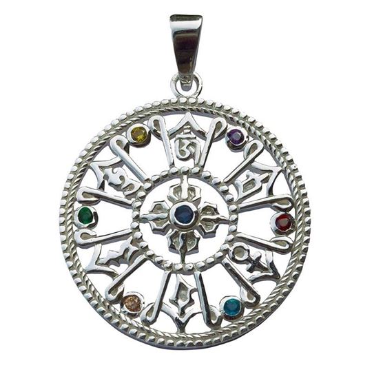 Image sur Anhänger Om Mani Padme Hum 3 cm, Silber