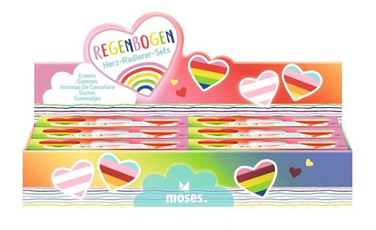 Image sur Regenbogen Herz Radierer Set, VE-18