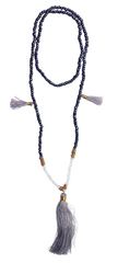 Immagine di Mala schwarz mit weissen Glasperlen 58cm