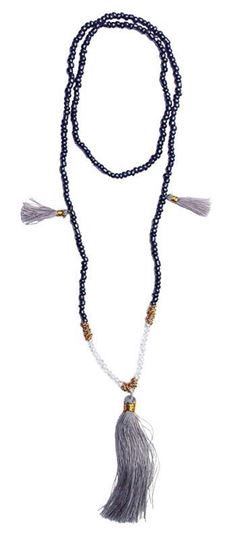 Bild von Mala schwarz mit weissen Glasperlen 58cm