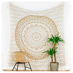 Immagine di Mandala-Wandtuch in weiss Ombre 230 x 210 cm