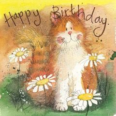 Picture of CAT AND DAISIES BIRTHDAY CARD