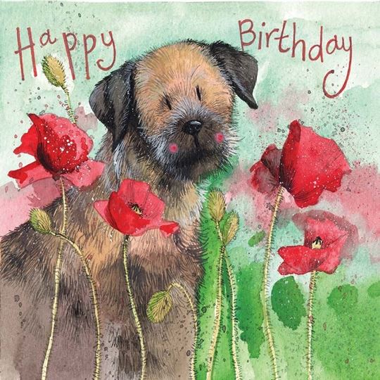 Image sur BORDER AND POPPIES BIRTHDAY CARD