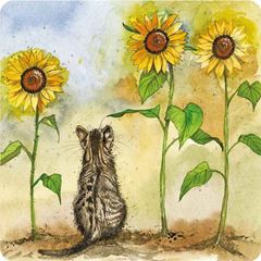 Picture of CAT AND SUNFLOWERS