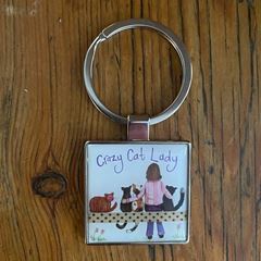 Image de CRAZY CAT LADY KEY RING