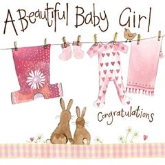 Bild von PINK WASHING LINE BABY GIRL CARD