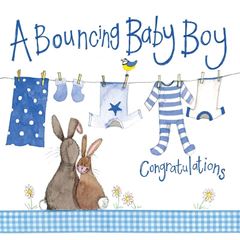 Picture of BLUE WASHING LINE BABY BOY CARD