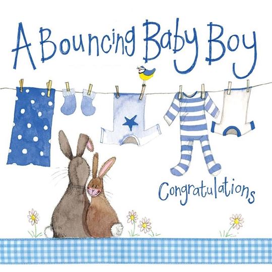 Image sur BLUE WASHING LINE BABY BOY CARD