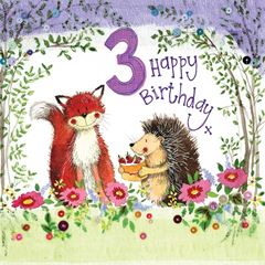 Picture of 3 YEAR OLD WOODLAND BIRTHDAY CARD