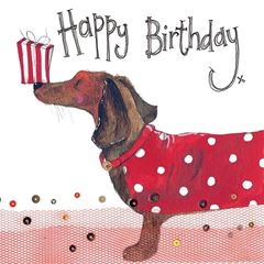 Immagine di DACHSHUND & PRESENT BIRTHDAY CARD