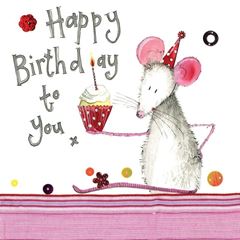 Bild von MOUSE & CUP CAKE BIRTHDAY CARD