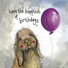 Bild von STARLIGHT RABBIT AND BALLOON BIRTHDAY FOIL CARD