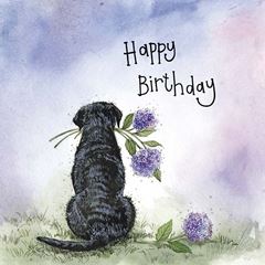 Image de SUNSHINE LABRADOR AND FLOWERS BIRTHDAY FOIL CARD